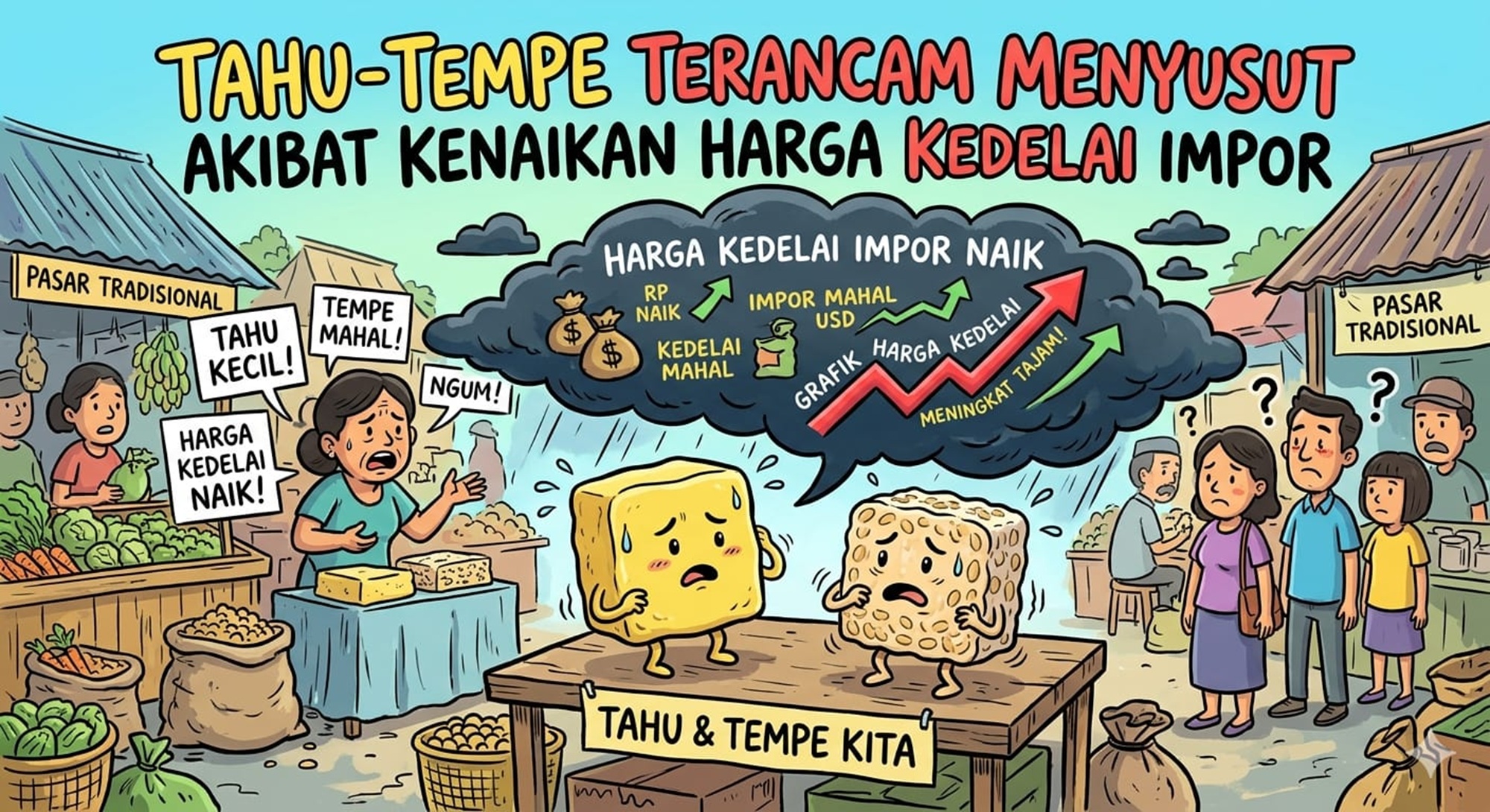Ilustrasi Tahu-Tempe Terancam Menyusut Akibat Kenaikan Harga Kedelai Impor.